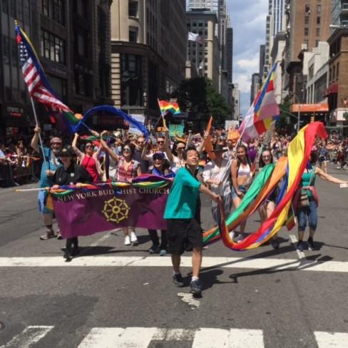 2017 march with friends from Soh Daiko drumming and Osamu dancing with streamers...sharing the LOVE!